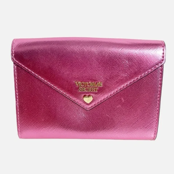 Victoria’s Secret Pink Jewel Metallic Envelope Pouch Wallet Snap Closure 🩷🖤 - Picture 4 of 14